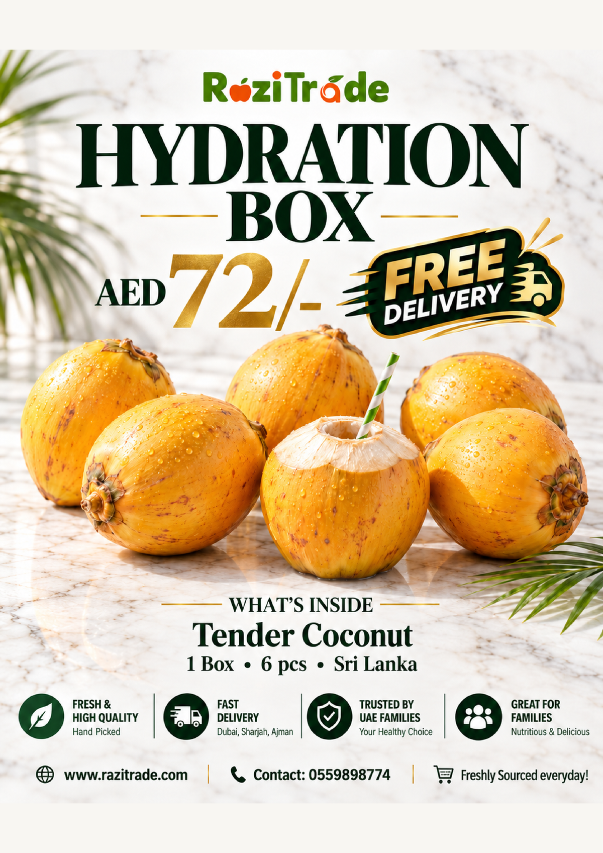 6pc Box King Coconut from Sri Lanka Aed 72/-