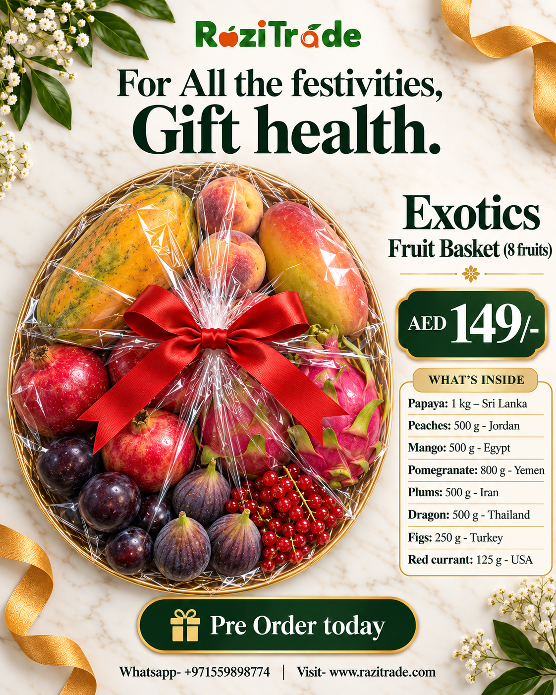 Exotic fruit basket (8 fruits)- Aed 149/-