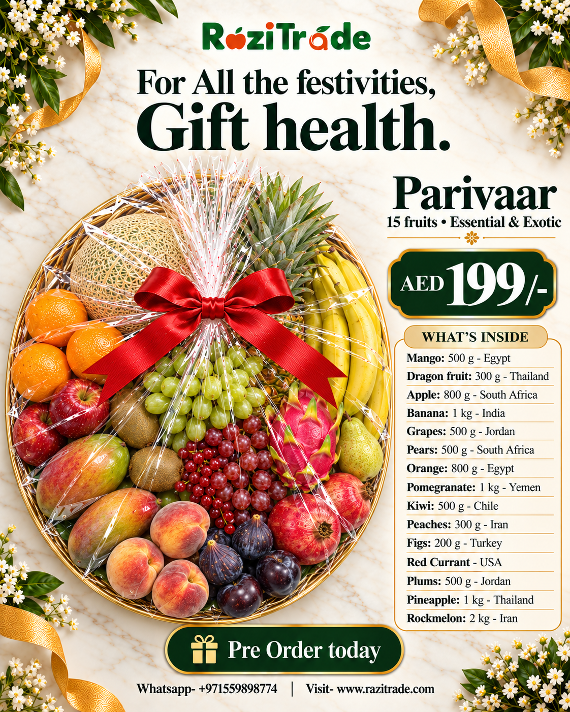 Parivaar (15 fruits- mixed with Essential and Exotic)- Aed 199/-
